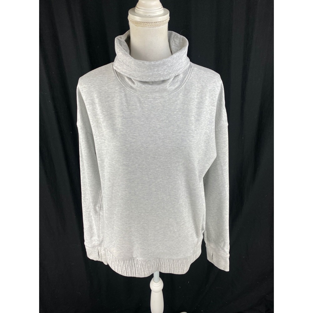 Lululemon Stress Less Funnel Neck L/S Pullover Size 8 Light Grey W3BF8S